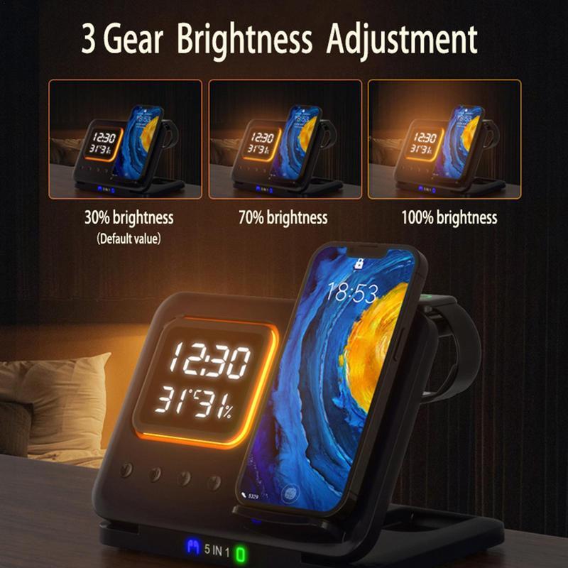 5-In-1 LED Digital Wireless Chargers Stand