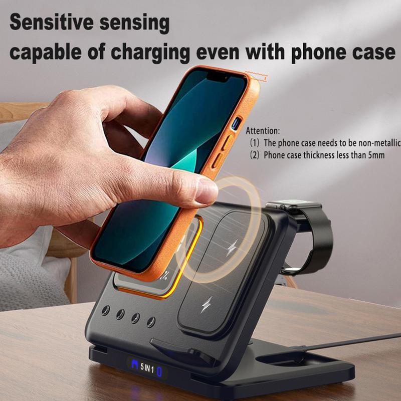 5-In-1 LED Digital Wireless Chargers Stand