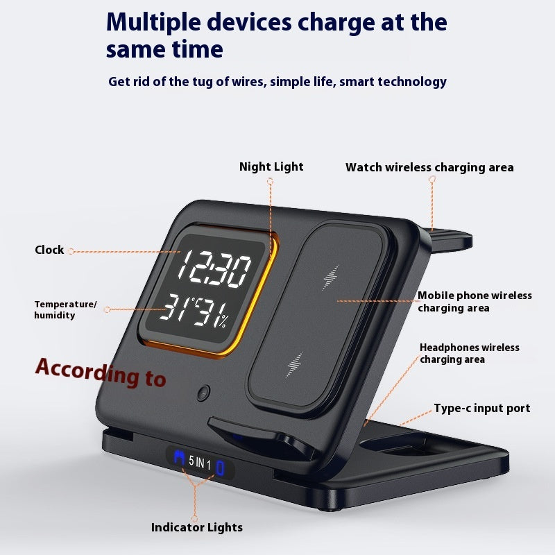 5-In-1 LED Digital Wireless Chargers Stand