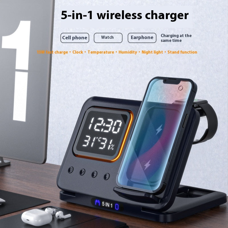 5-In-1 LED Digital Wireless Chargers Stand
